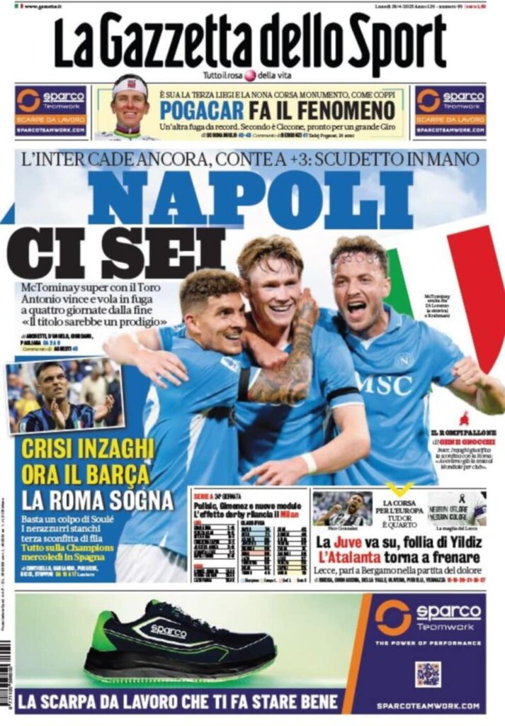PRIMA PAGINA GAZZETTA DELLO SPORT OGGI: “Inzaghi al rinnovo, ci metto la firma”