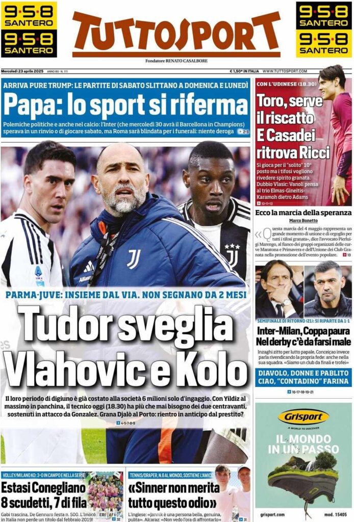 prima pagina tuttosport oggi