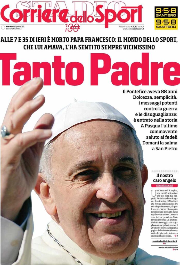 prima pagina corriere dello sport oggi