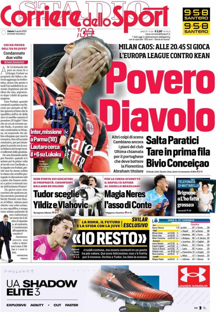 prima pagina corriere dello sport oggi