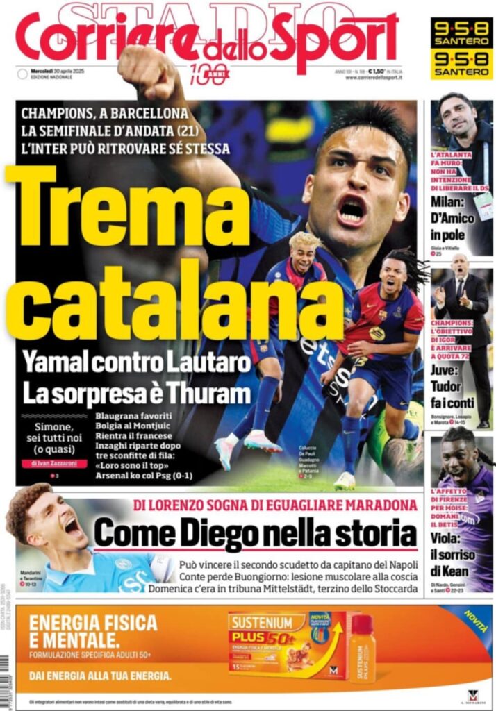 prima pagina corriere dello sport oggi