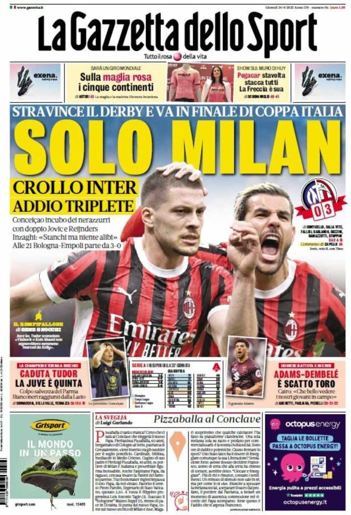 PRIMA PAGINA GAZZETTA DELLO SPORT OGGI: “Inzaghi al rinnovo, ci metto la firma”