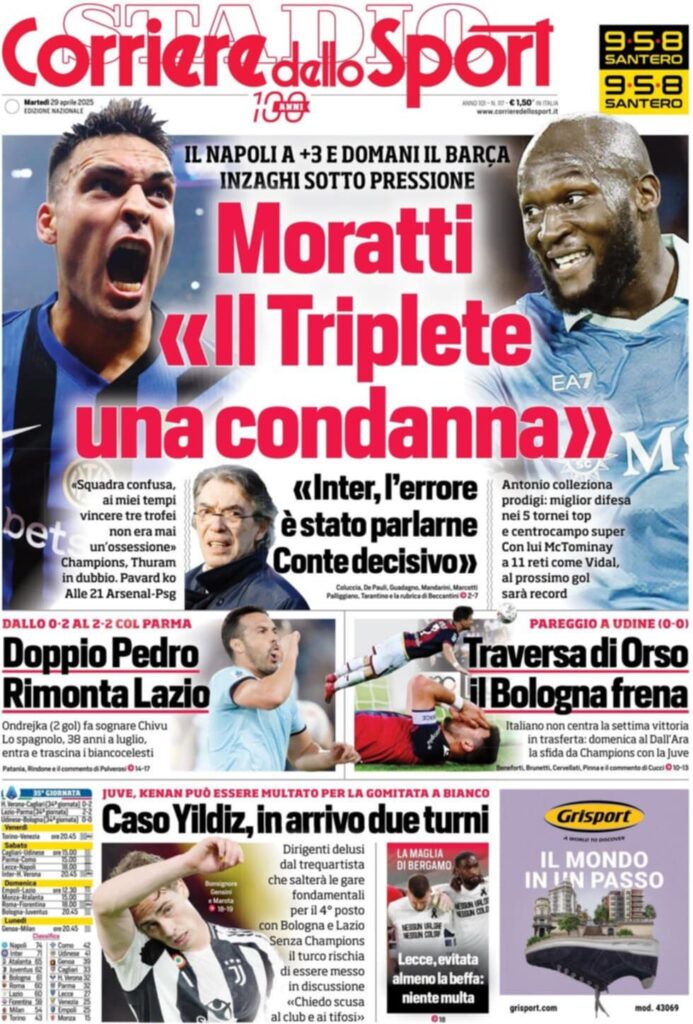 prima pagina corriere dello sport oggi