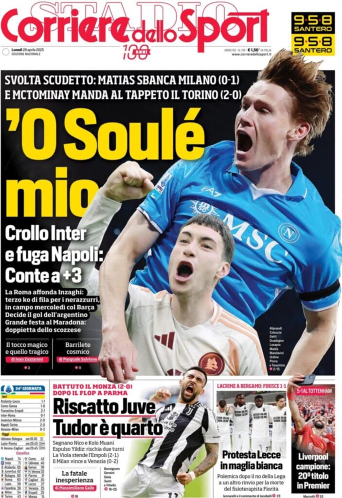 prima pagina corriere dello sport oggi