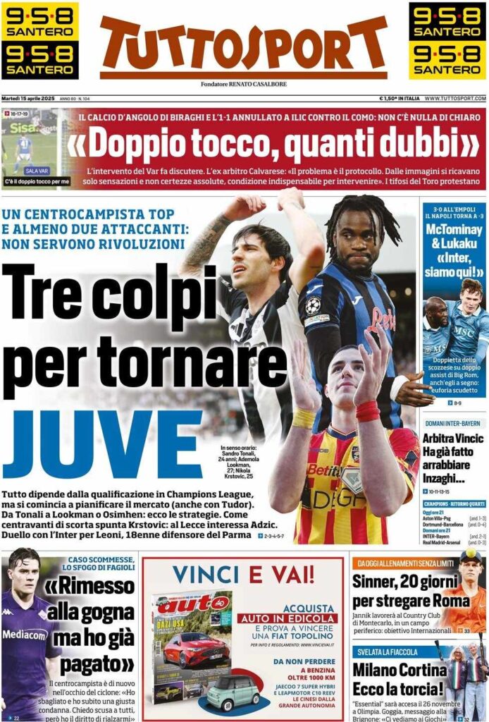 prima pagina tuttosport oggi