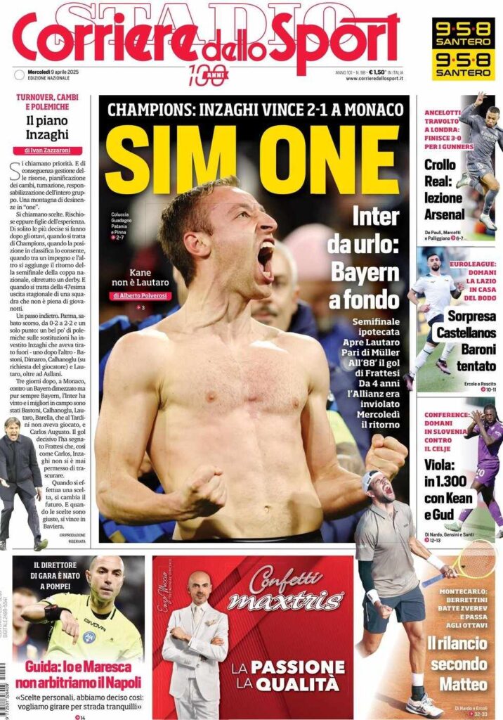 prima pagina corriere dello sport oggi