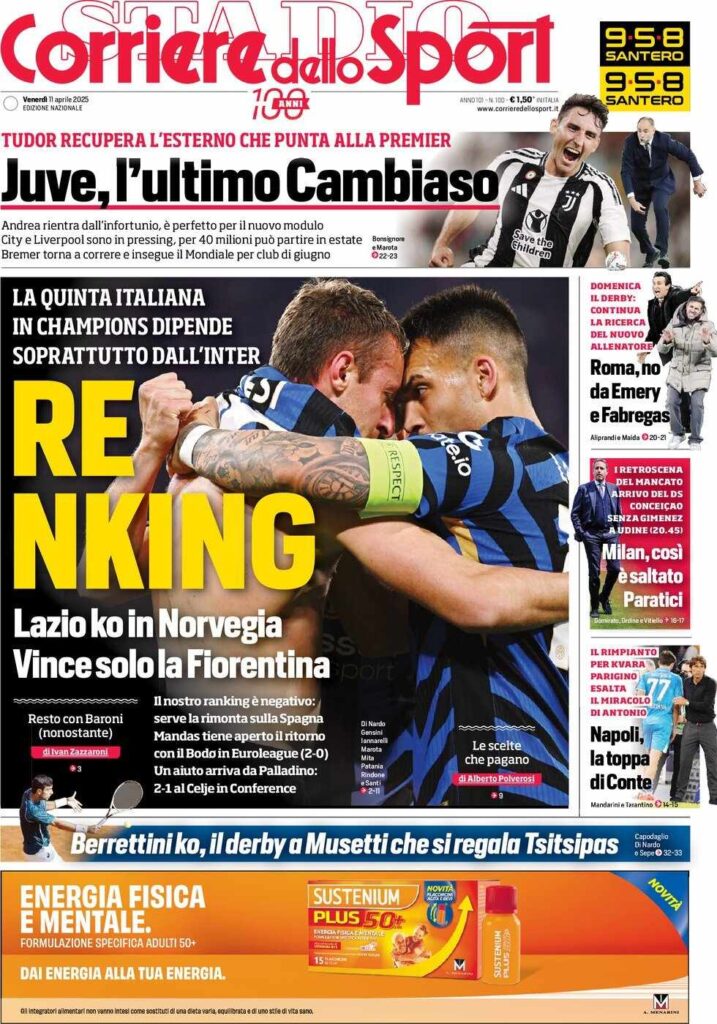 prima pagina corriere dello sport oggi