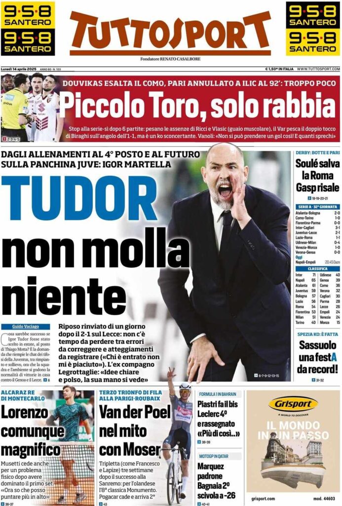 prima pagina tuttosport oggi