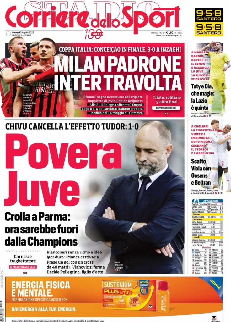 prima pagina corriere dello sport oggi