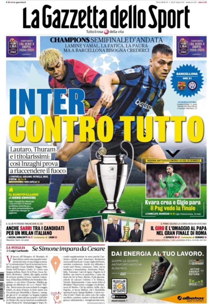 PRIMA PAGINA GAZZETTA DELLO SPORT OGGI: “Inzaghi al rinnovo, ci metto la firma”