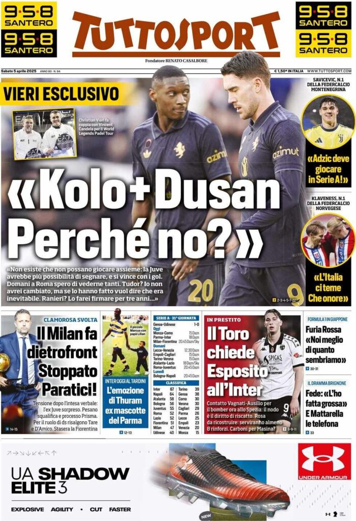 prima pagina tuttosport oggi