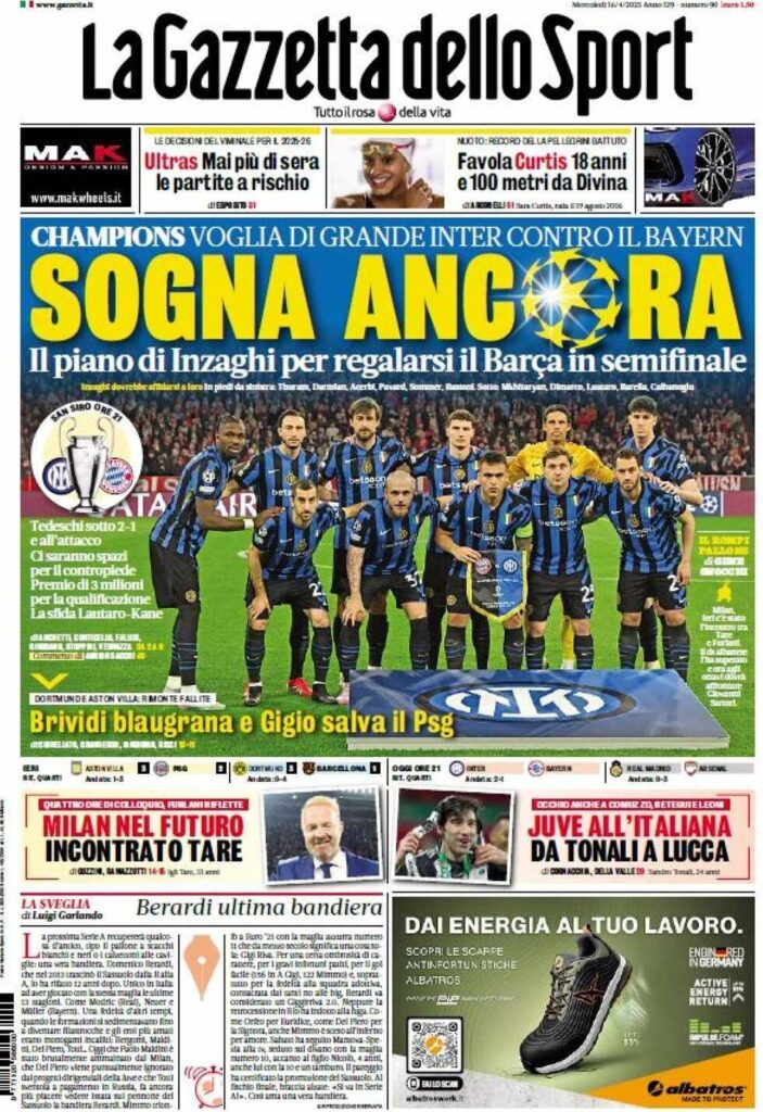 PRIMA PAGINA GAZZETTA DELLO SPORT OGGI: “Inzaghi al rinnovo, ci metto la firma”