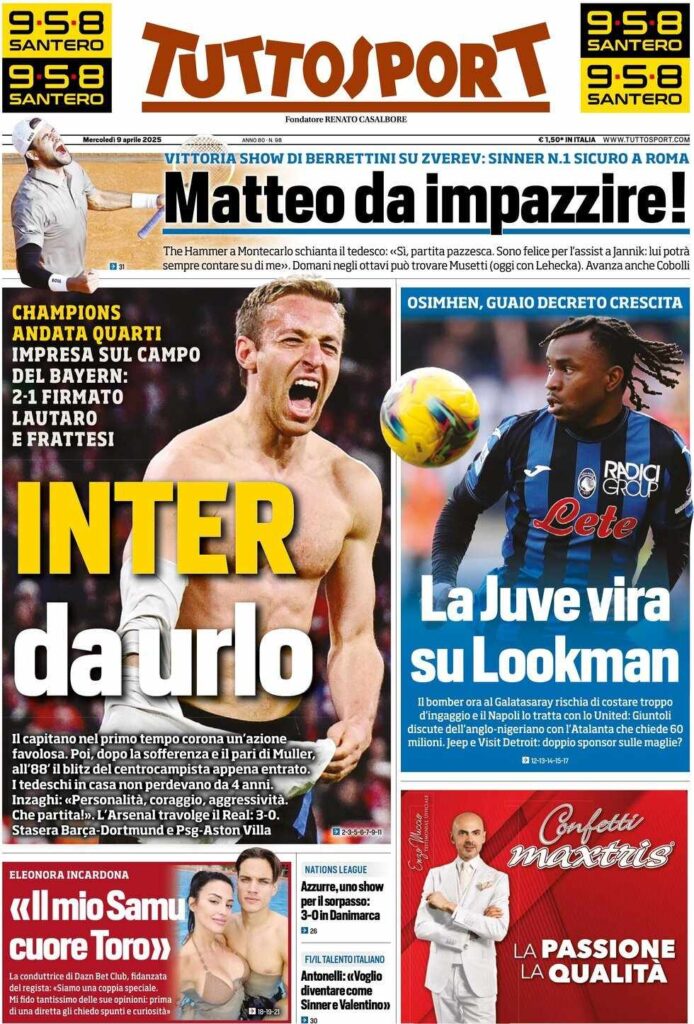 prima pagina tuttosport oggi