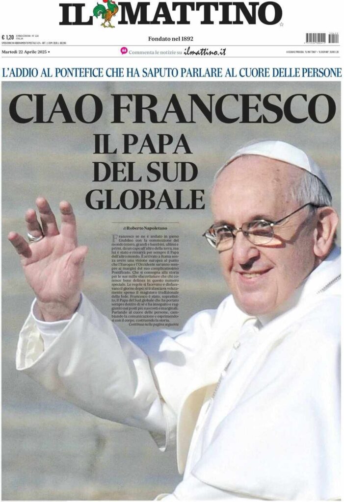 prima pagina il mattino oggi