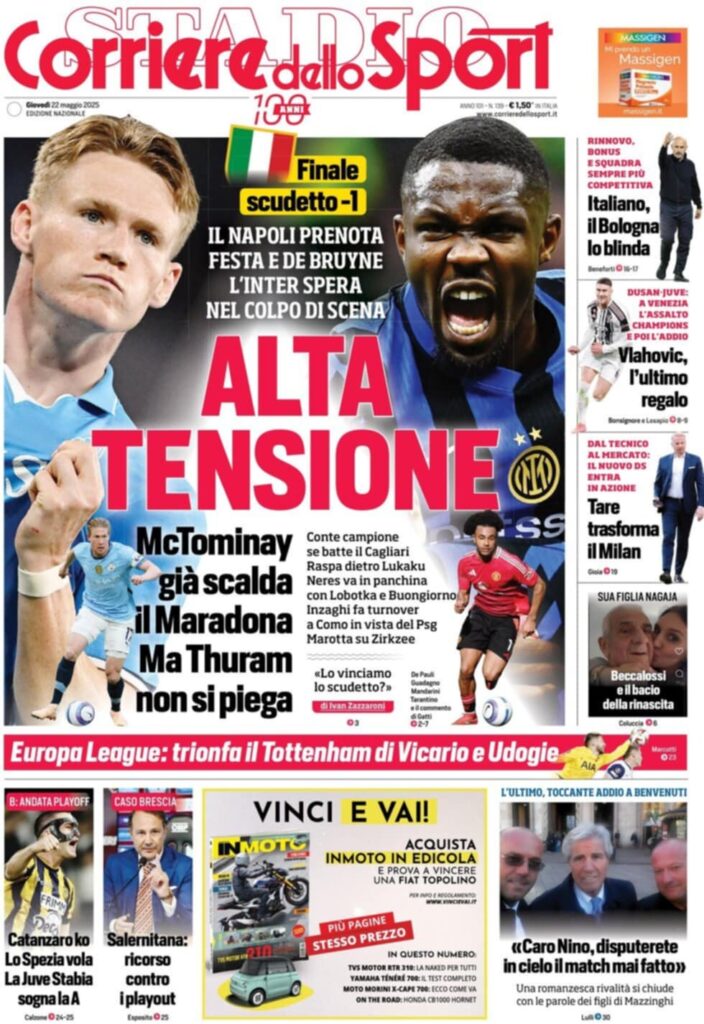 prima pagina corriere dello sport oggi
