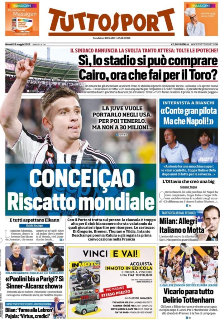 prima pagina tuttosport oggi