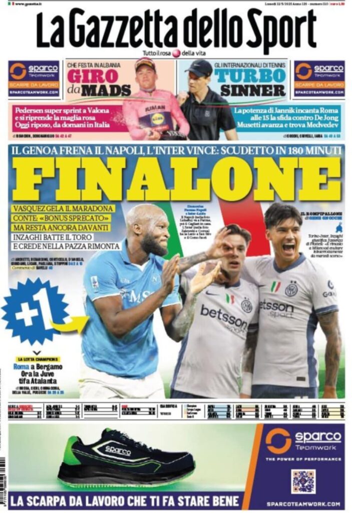 PRIMA PAGINA GAZZETTA DELLO SPORT OGGI: “Inzaghi al rinnovo, ci metto la firma”