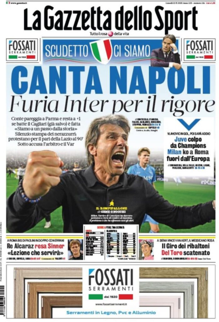 PRIMA PAGINA GAZZETTA DELLO SPORT OGGI: “Inzaghi al rinnovo, ci metto la firma”