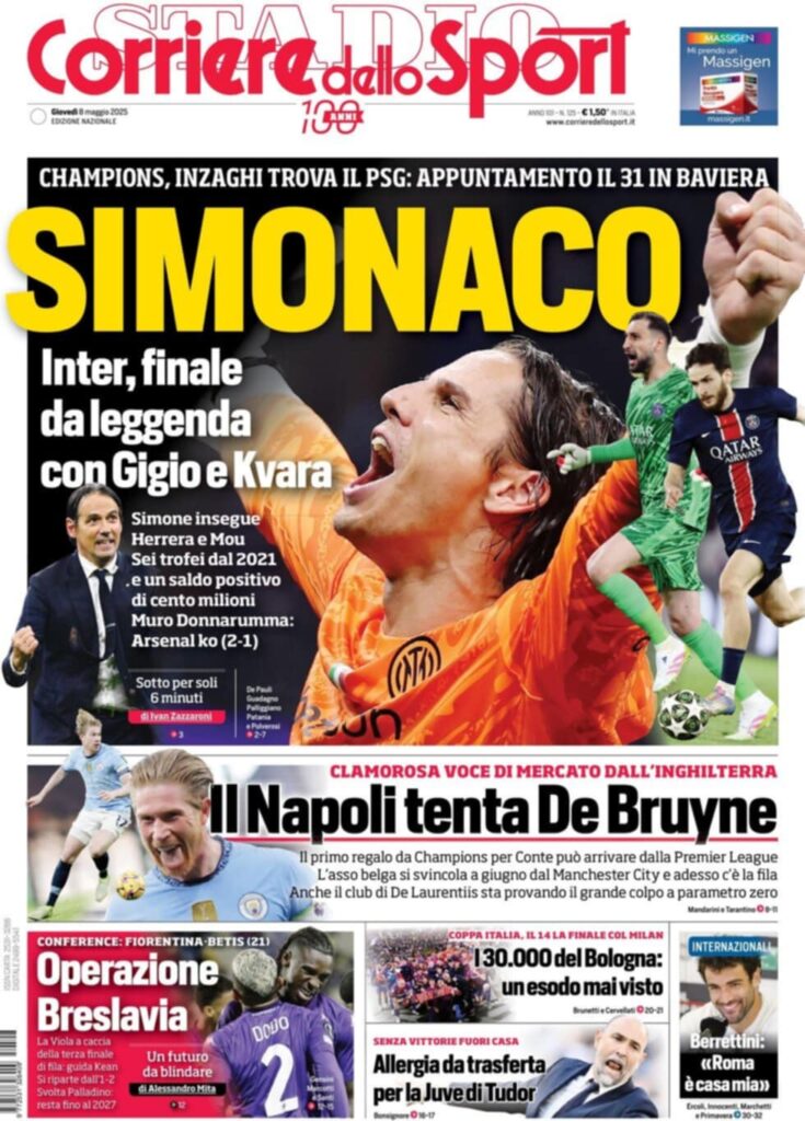 prima pagina corriere dello sport oggi