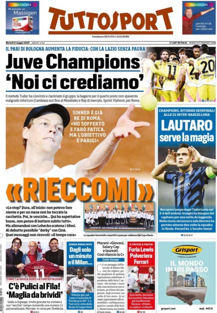 prima pagina tuttosport oggi