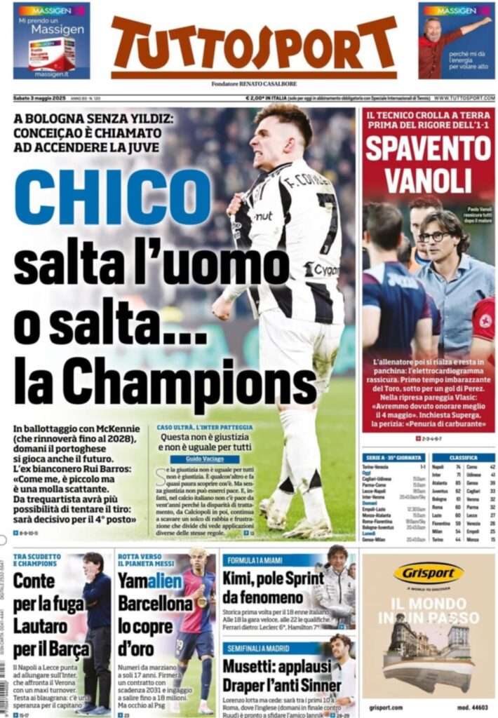 prima pagina tuttosport oggi