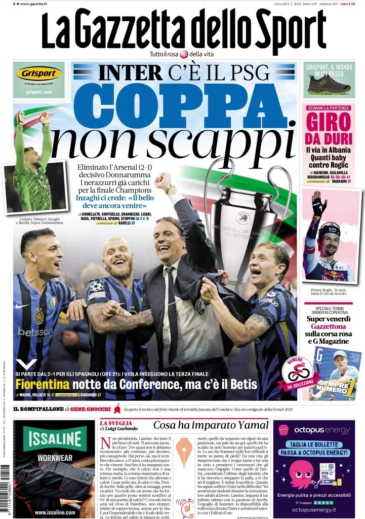 PRIMA PAGINA GAZZETTA DELLO SPORT OGGI: “Inzaghi al rinnovo, ci metto la firma”
