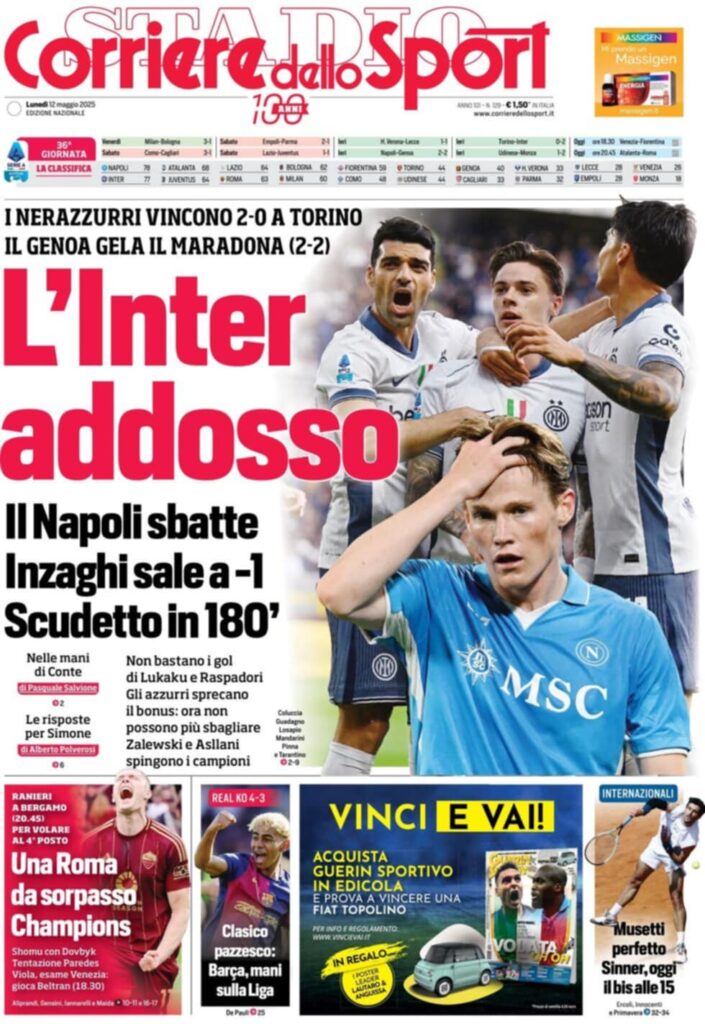 prima pagina corriere dello sport oggi