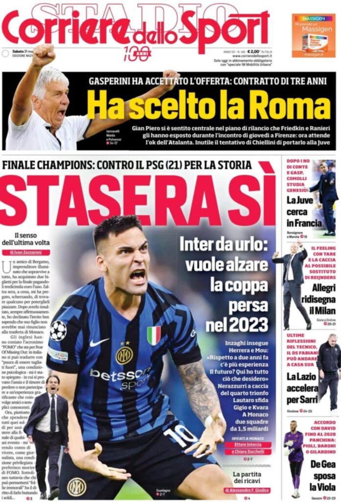 prima pagina corriere dello sport oggi