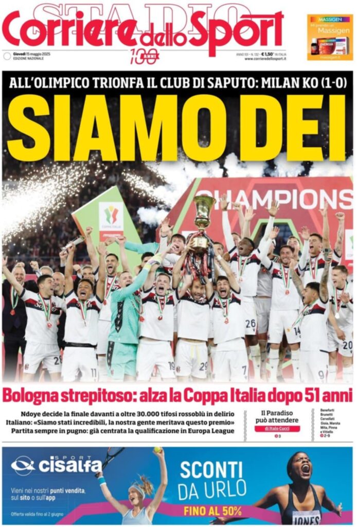 prima pagina corriere dello sport oggi