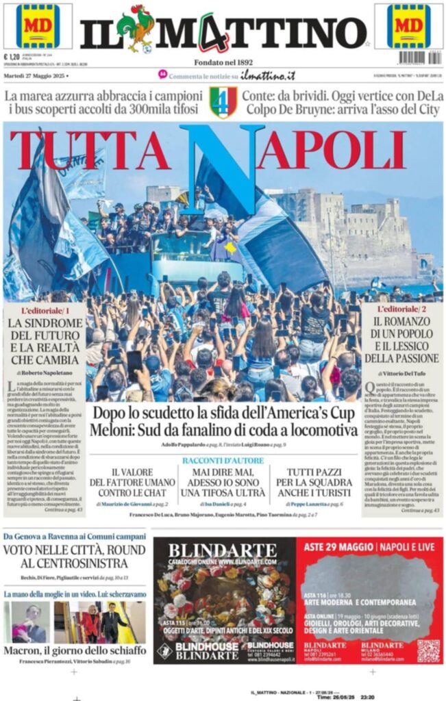 prima pagina il mattino oggi
