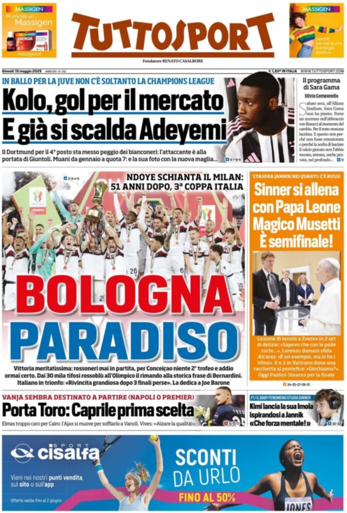 prima pagina tuttosport oggi