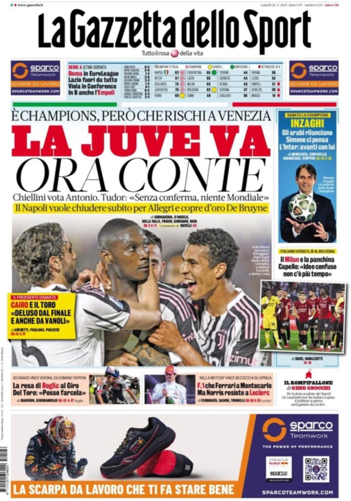 PRIMA PAGINA GAZZETTA DELLO SPORT OGGI: “Inzaghi al rinnovo, ci metto la firma”
