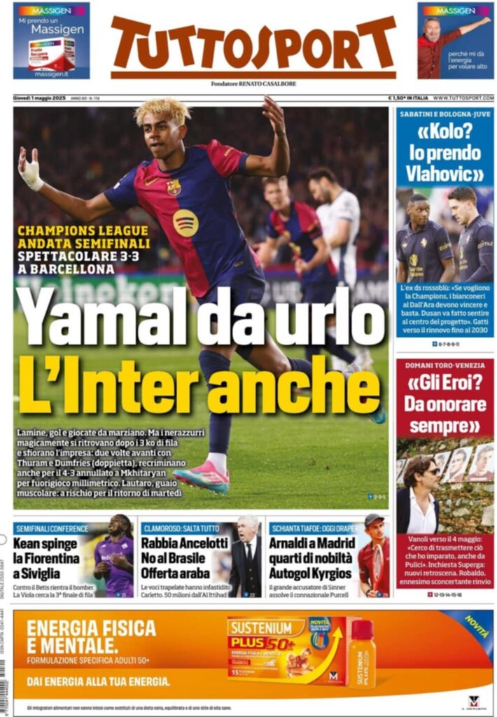 prima pagina tuttosport oggi