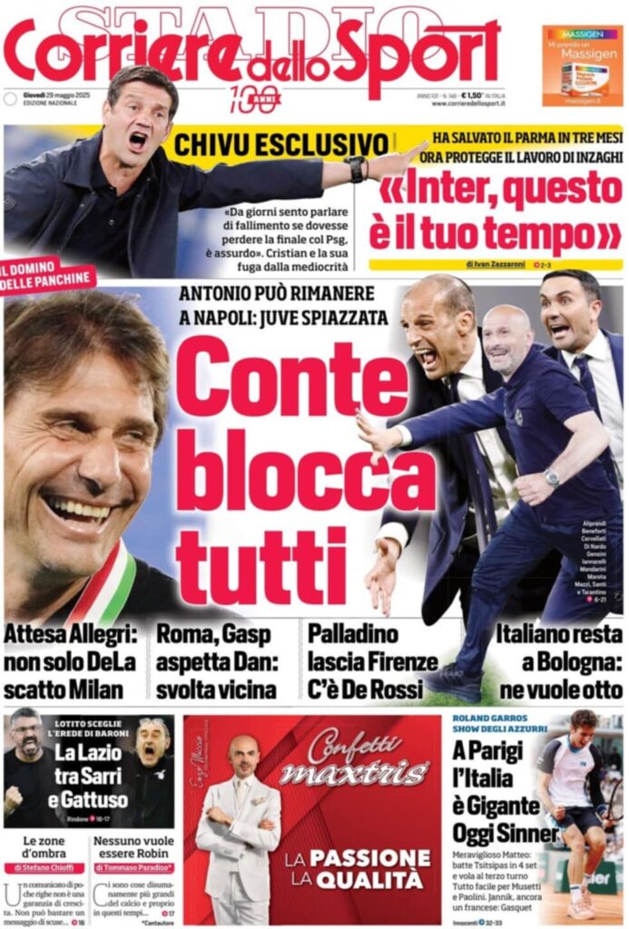 prima pagina corriere dello sport oggi