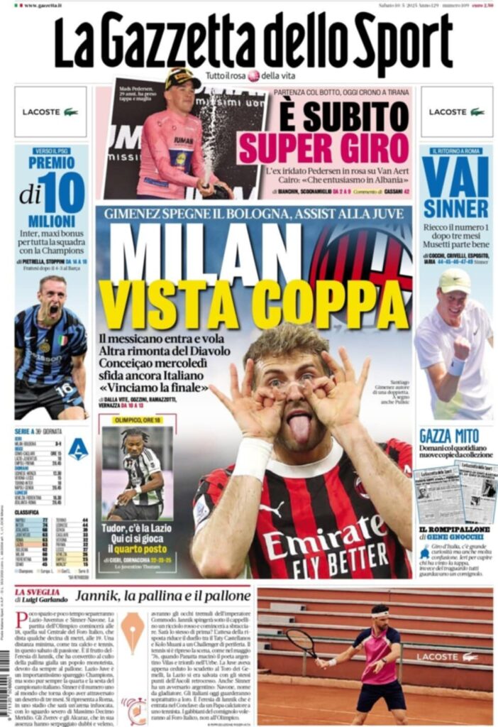 PRIMA PAGINA GAZZETTA DELLO SPORT OGGI: “Inzaghi al rinnovo, ci metto la firma”