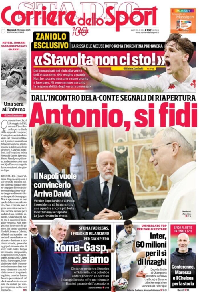 prima pagina corriere dello sport oggi