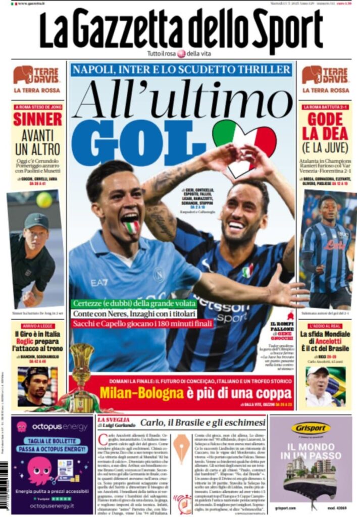 PRIMA PAGINA GAZZETTA DELLO SPORT OGGI: “Inzaghi al rinnovo, ci metto la firma”