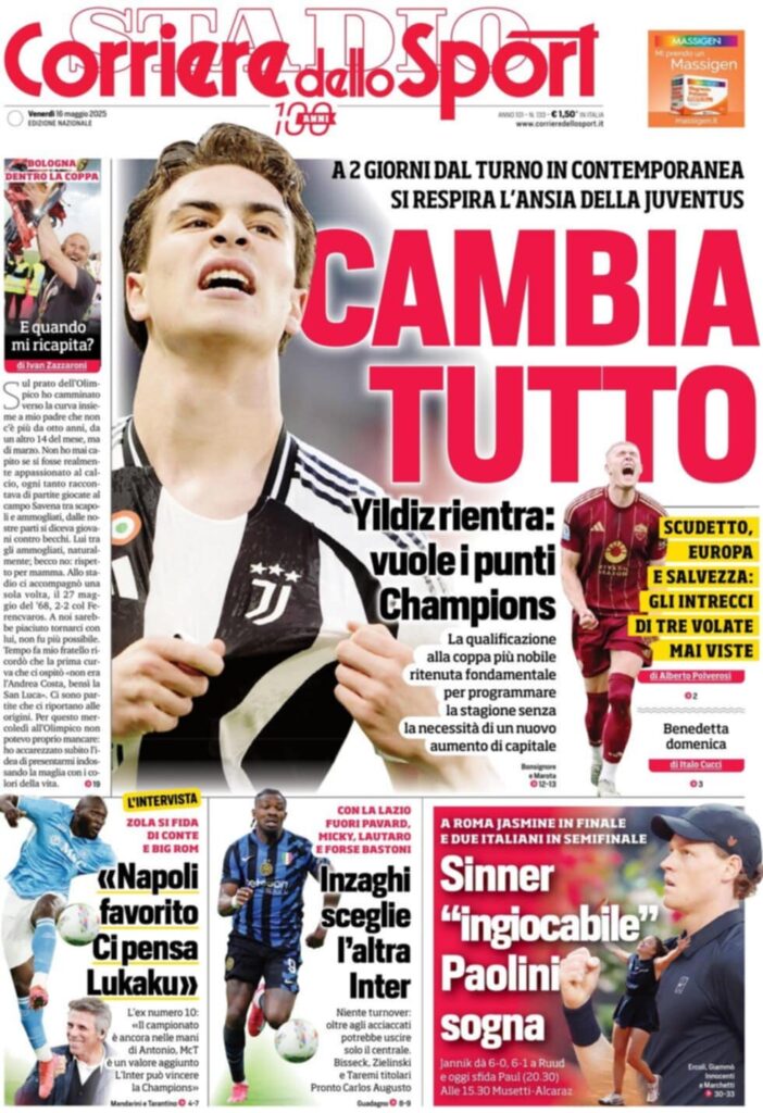 prima pagina corriere dello sport oggi