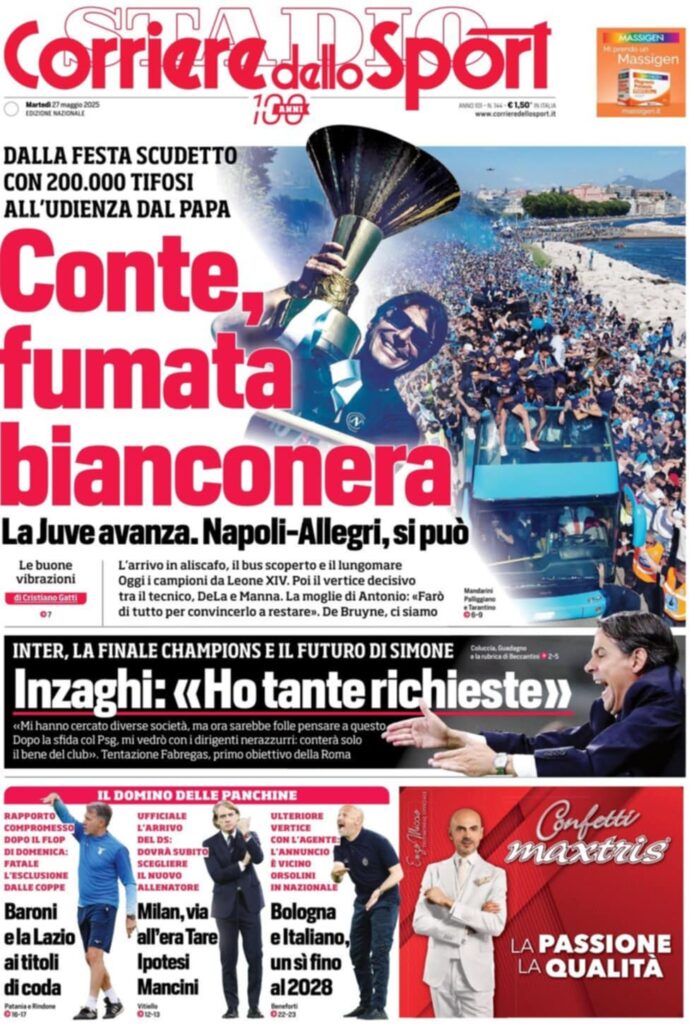 prima pagina corriere dello sport oggi