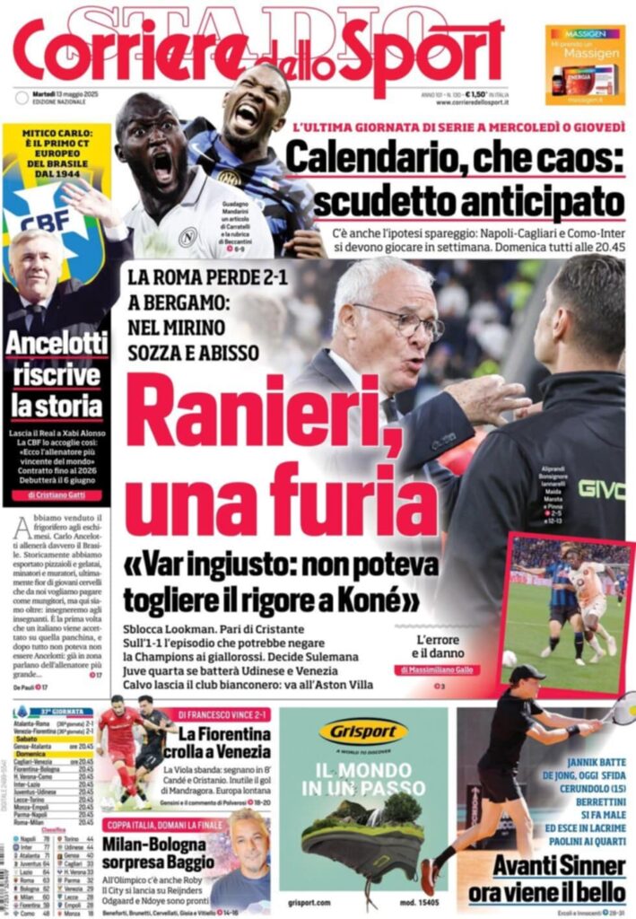 prima pagina corriere dello sport oggi