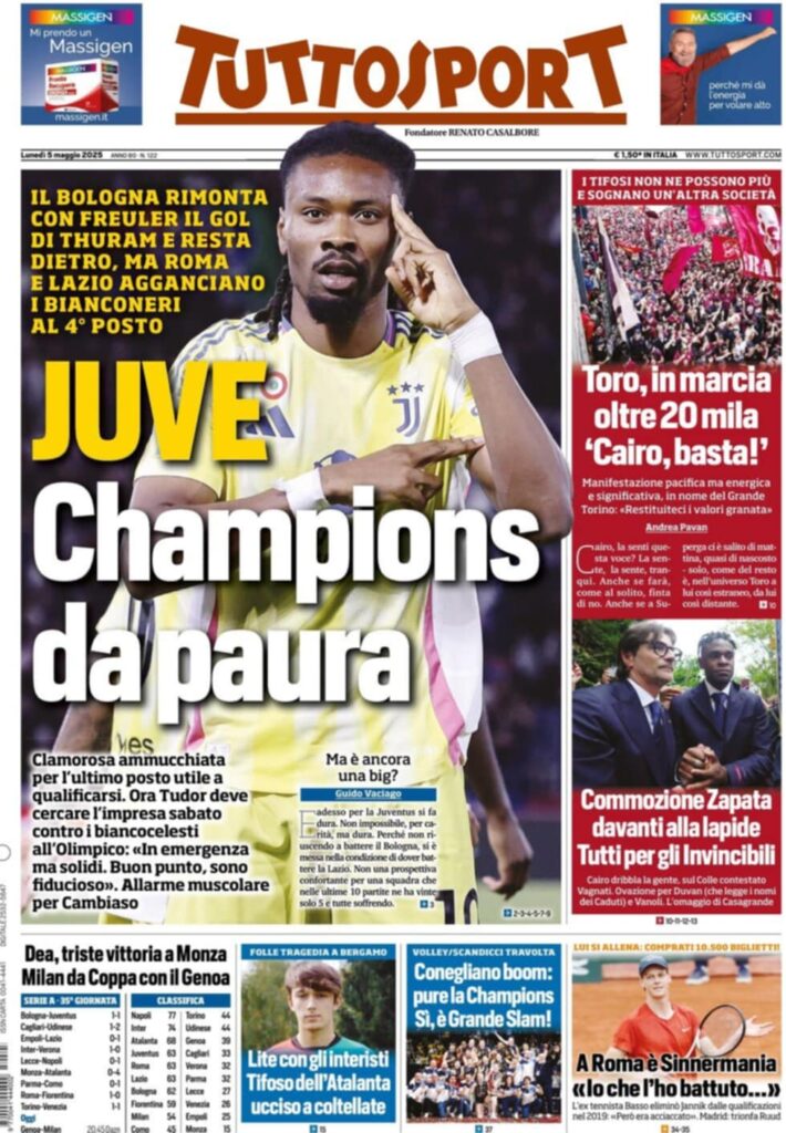 prima pagina tuttosport oggi