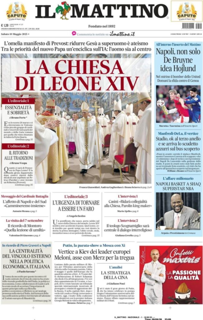 prima pagina il mattino oggi
