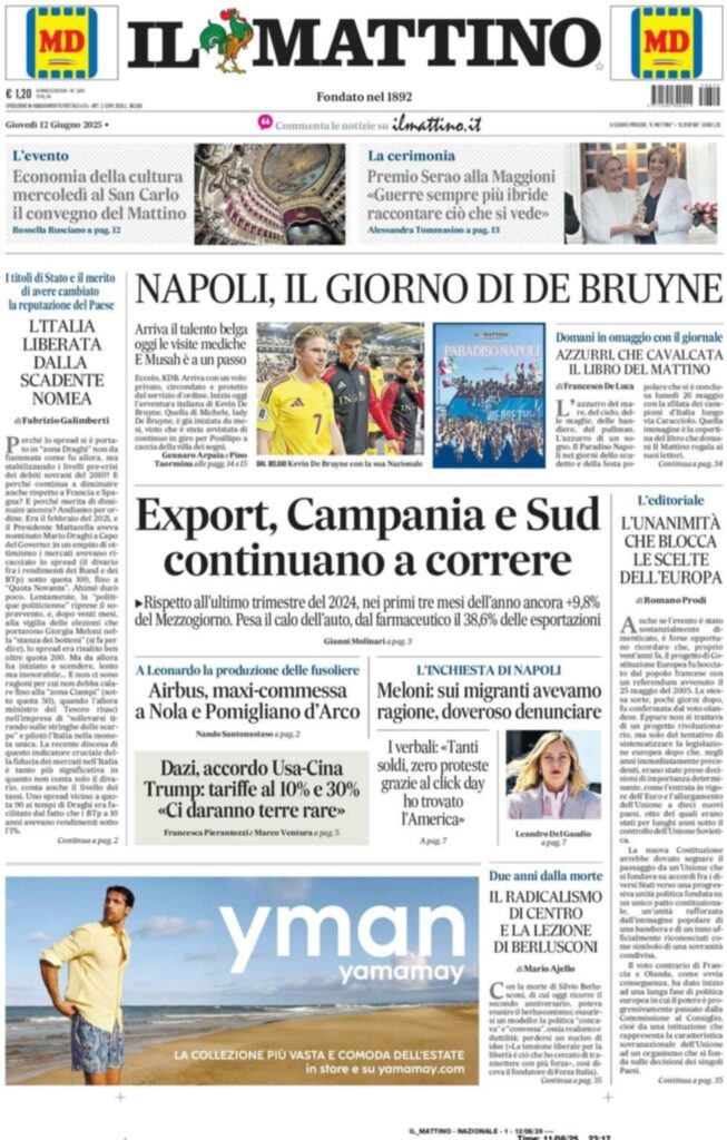 prima pagina il mattino oggi