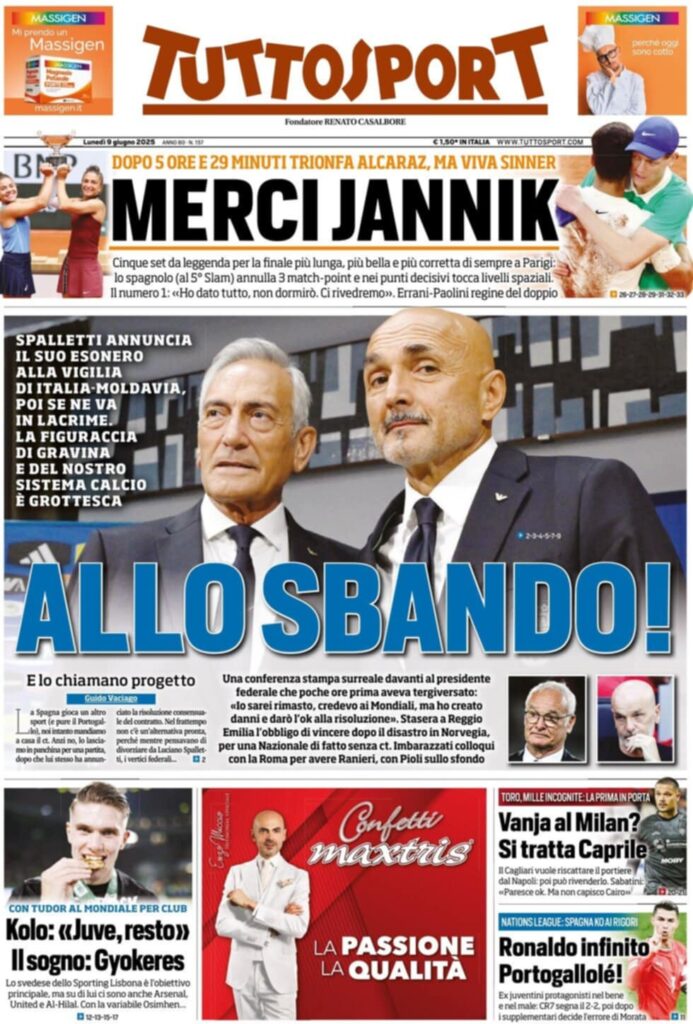 prima pagina tuttosport oggi