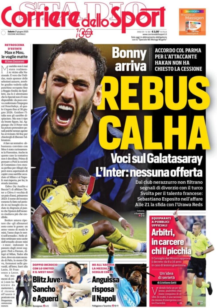 prima pagina corriere dello sport oggi