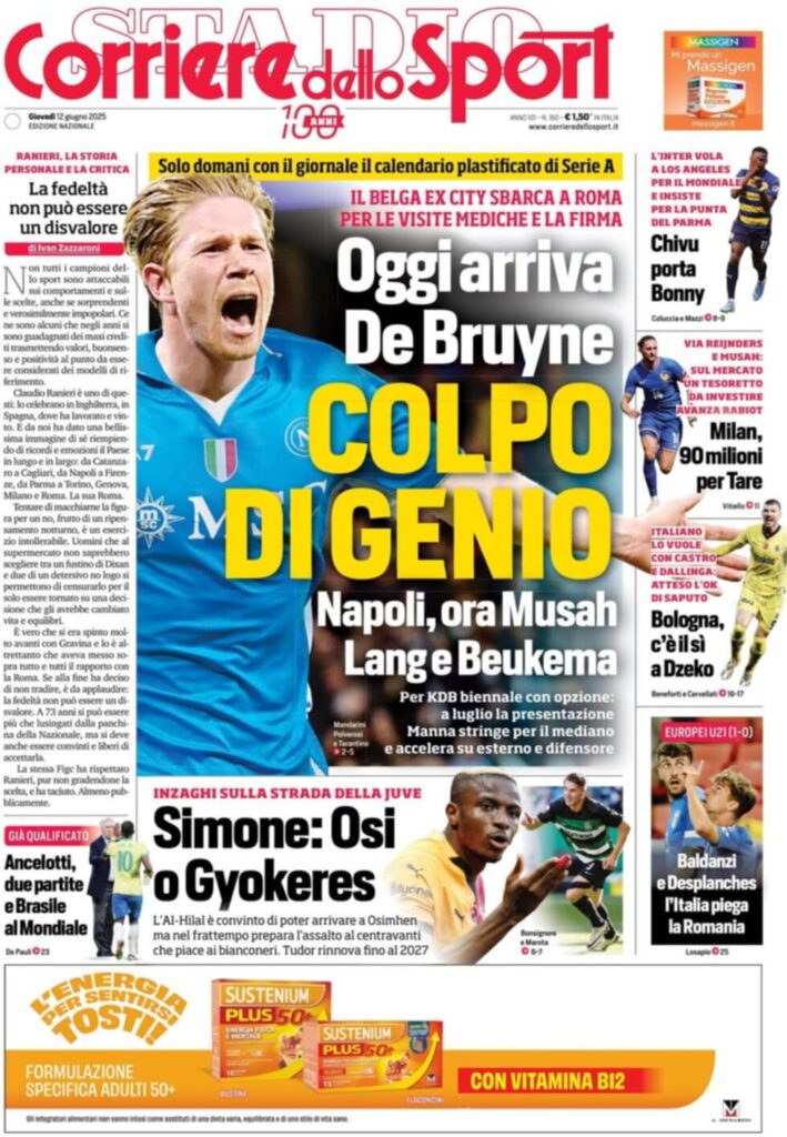 prima pagina corriere dello sport oggi