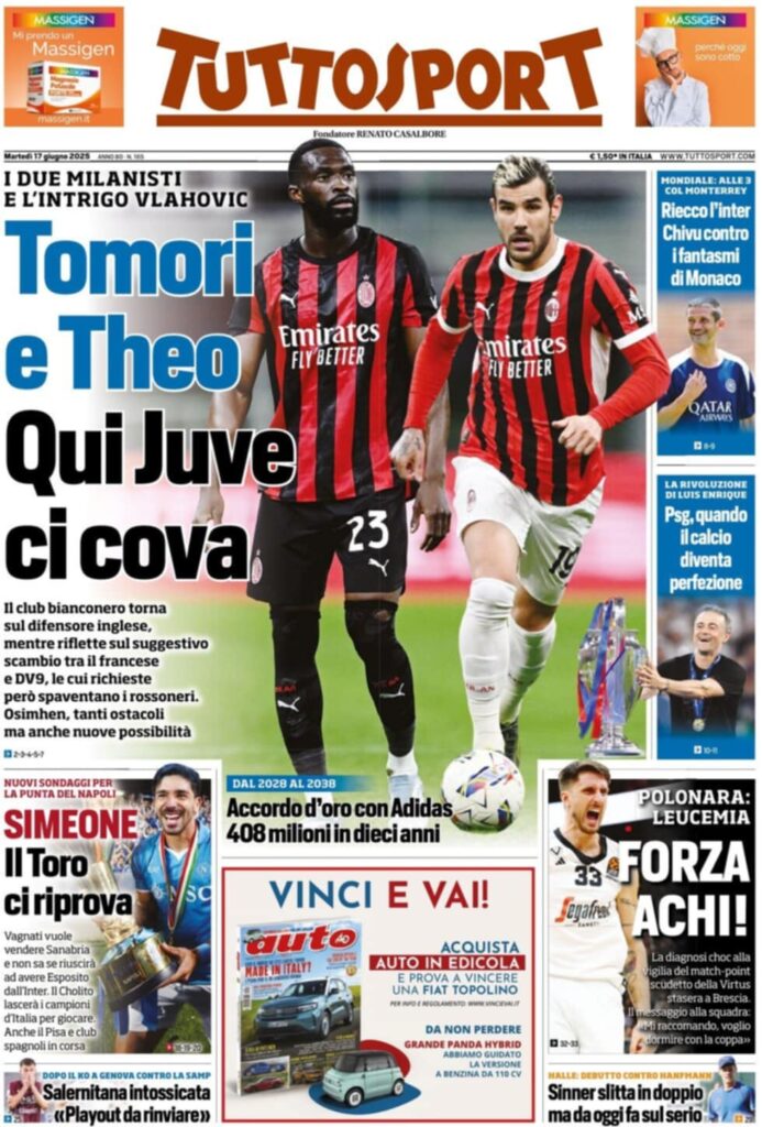 prima pagina tuttosport oggi