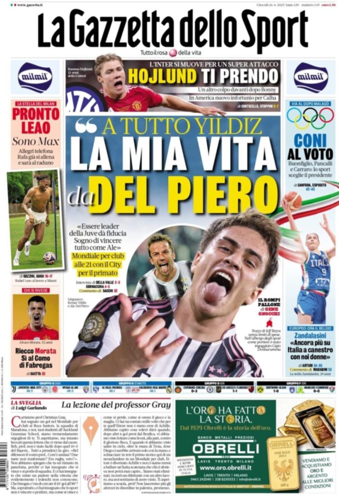 PRIMA PAGINA GAZZETTA DELLO SPORT OGGI: “Inzaghi al rinnovo, ci metto la firma”