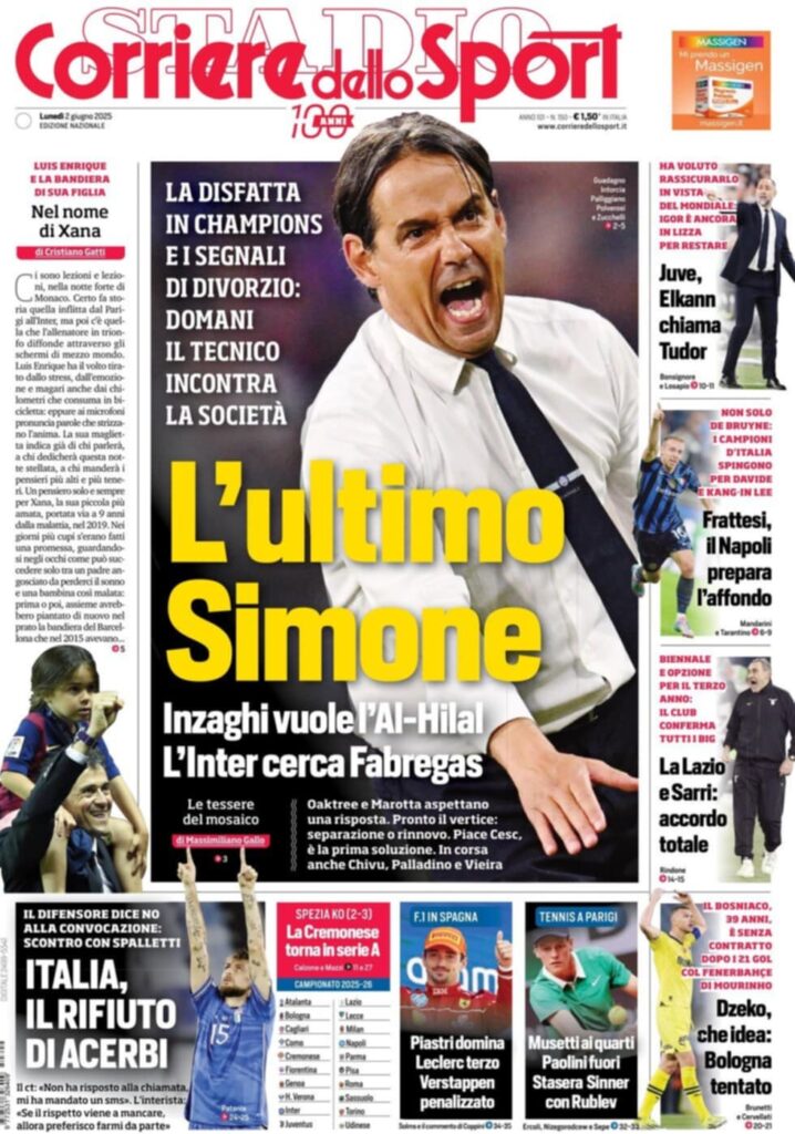 prima pagina corriere dello sport oggi
