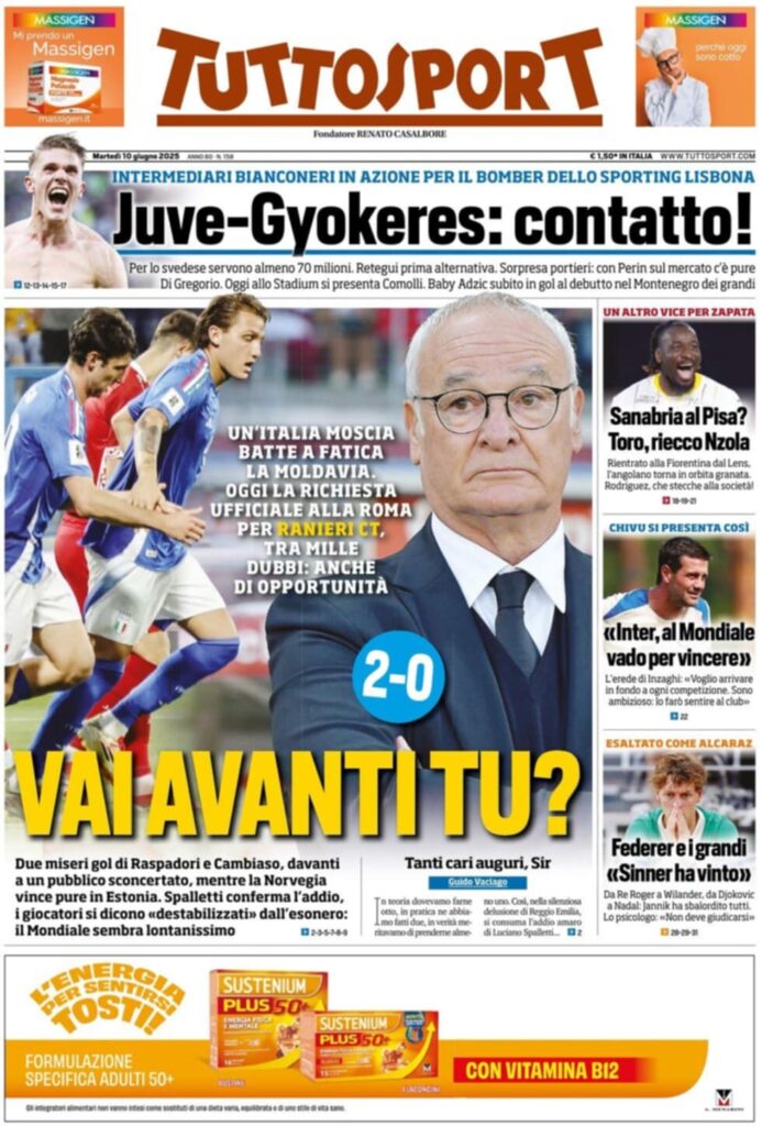 prima pagina tuttosport oggi